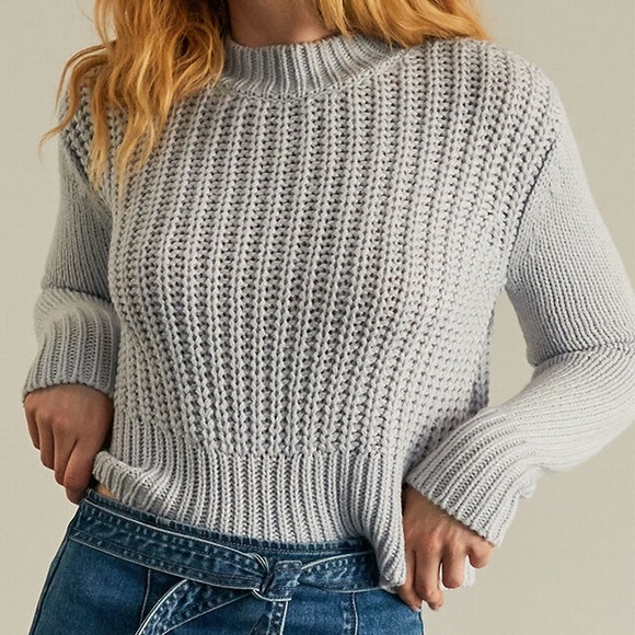PacSun Light Blue Cropped Knit Sweater Top Size M